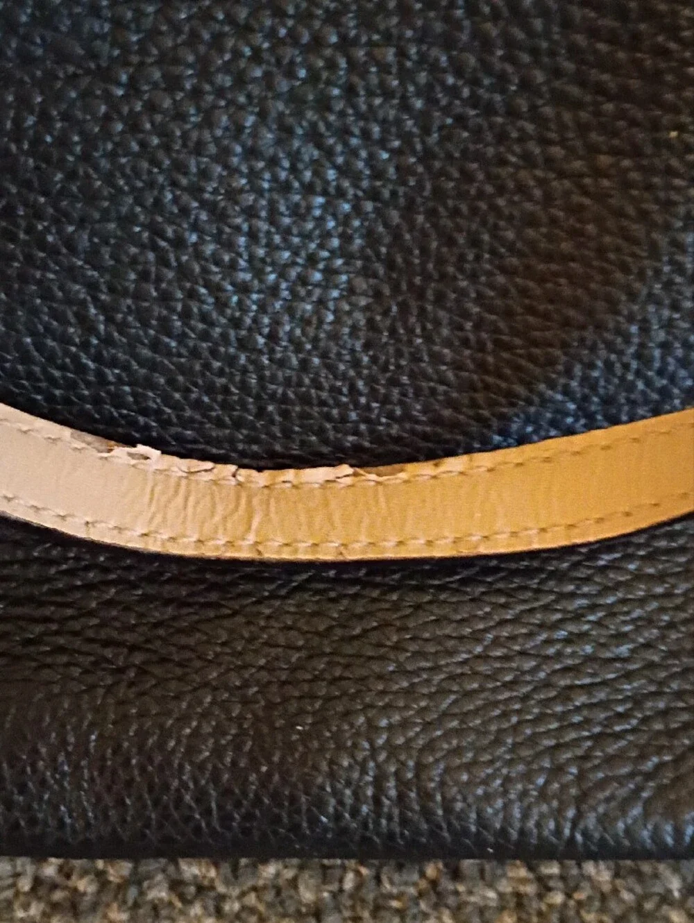 Michael Kors Pebbled  Black Leather Tote with Cream Handles and Gold Hardware